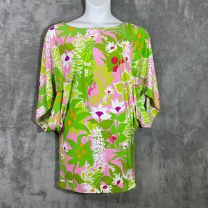 Trina Turk Women's L Swim Spa Collection Tunic Dress La Palma green pink